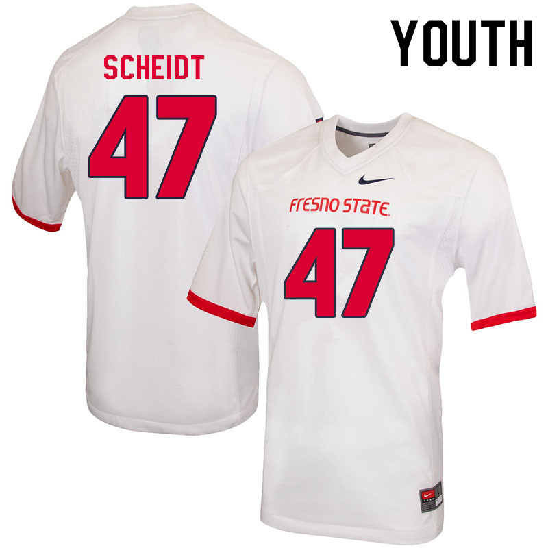 Youth #47 Seth Scheidt Fresno State Bulldogs College Football Jerseys Sale-White